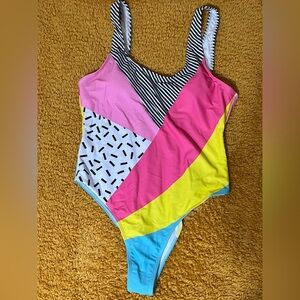MIAIULIA 90s Inspired Striped One-Piece Swimsuit